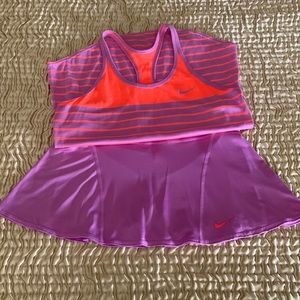 Nike tennis/pickleball M skort L tank EUC lilac/orange